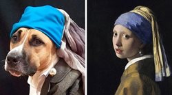 بازسازی آثار هنری مشهور دنیا با سگ + عکسها