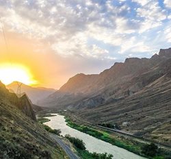 غروب آفتاب در منطقه مرزی رودخانه ارس + عکس