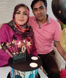عکس مجری و گوینده خبر با همسر در شب تولدش