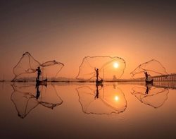 تصویری دیدنی از ماهیگیران در میانمار