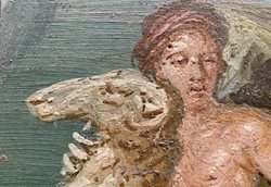 کشف بقایای یک نقاشی دیواری در پمپئی که تصویرگر اساطیر یونان است