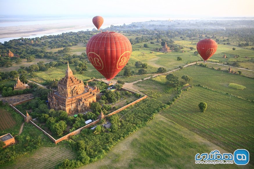 بگان Bagan در میانمار از نمای بالا
