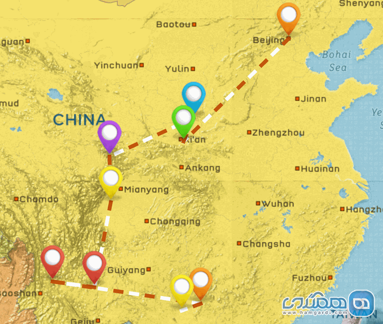 برنامه ریزی چهارم: سفر یک ماهه به چین ؛ بیجینگ Beijing، شیان Xi’an، سیچوآن Sichuan، یون نان Yunnan و گوآنگژی Guangxi، هنگ کنگ Hong Kong