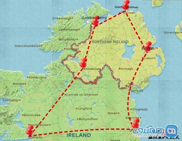 برنامه ریزی دوم سفر با کوله پشتی به ایرلند : سفر ده روزه : ایرلند شمالی و قلعه های آن