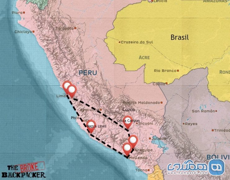 اولین برنامه ریزی سفر با کوله پشتی به پرو : سفر دو هفته ای : سواحل جنوبی و صحرای پرو