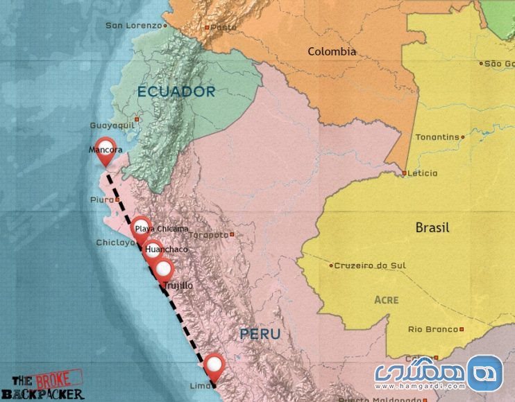 سومین برنامه ریزی سفر با کوله پشتی به پرو : سفر ده روزه : ساحل و موج سواری