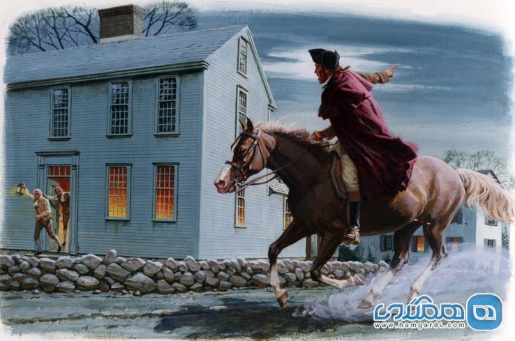 تصورات نادرست و داستان های ساختگی در مورد آمریکا : پل ریویر از بوستون تا کنکورد اسب سواری کرده است