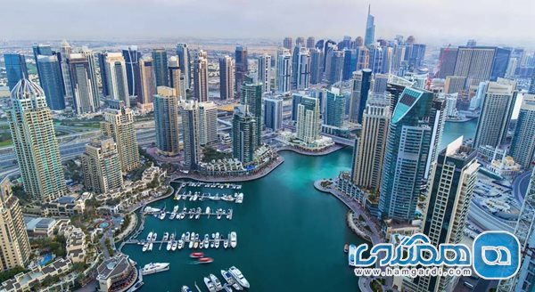 ساختمان های بزرگ در شهر مدرن دبی