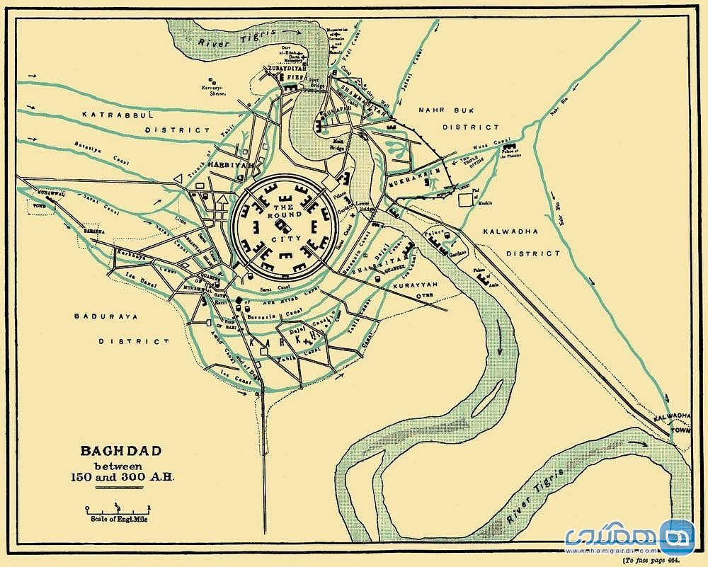 شکل امروزی شهر دایره ای شکل و گرد بغداد