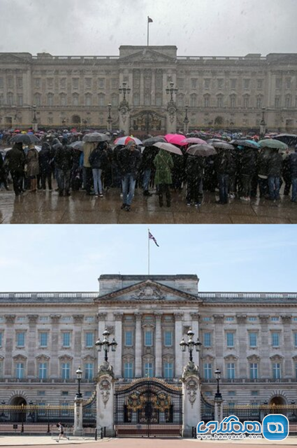 کاخ باکینگهام در لندن قبل و بعد از کرونا