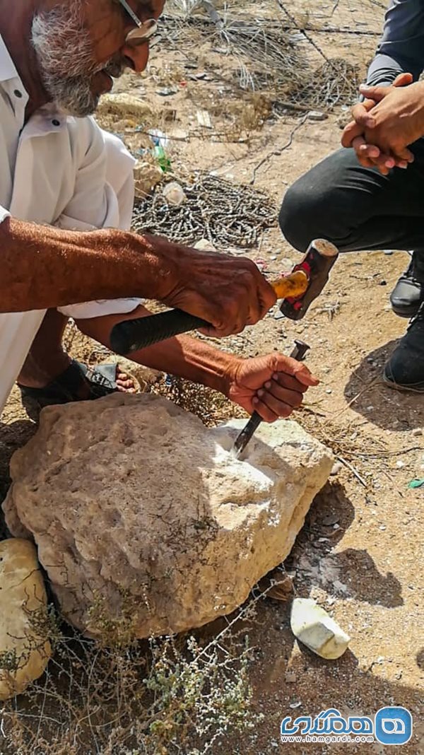 ساخت لنگرهای سنگی برپایه مطالعات مردم شناسی در بندردیوان شهرستان بندرلنگه 2