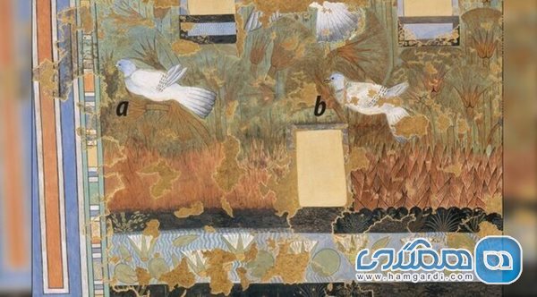 تصویر پرندگان در یک نقاشی باستانی