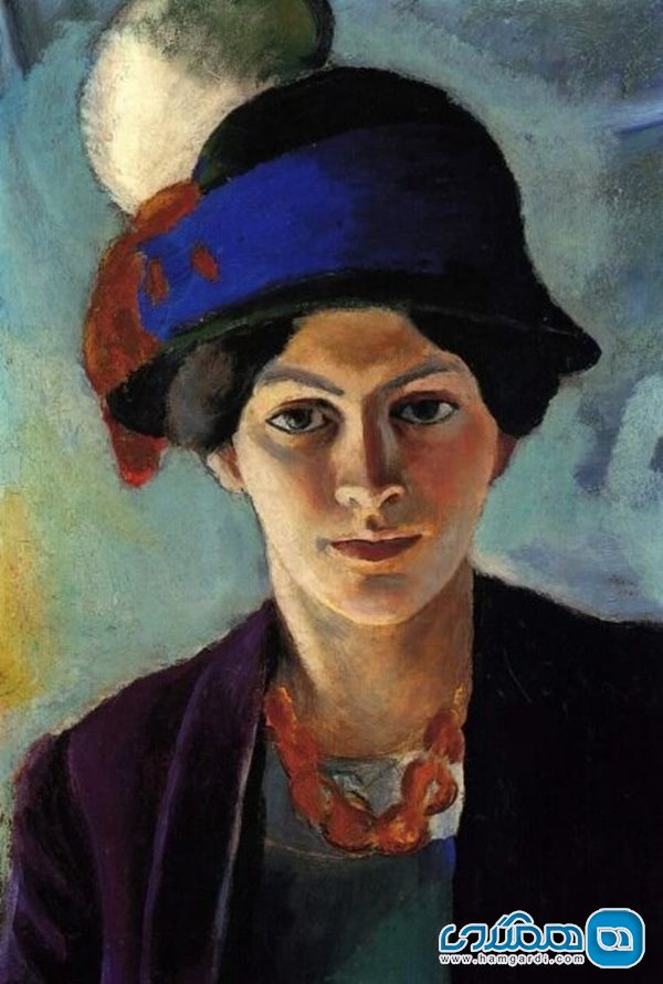 پرتره همسر هنرمند با کلاه اثر آگوست ماکه سال ۱۹۰۹