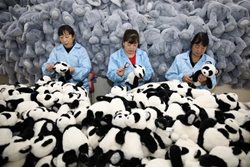 کارگاه تولید عروسک های پاندا در چین + عکس