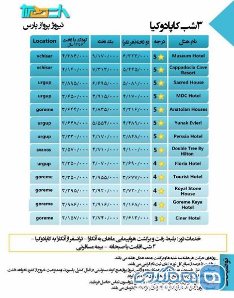 تور 4 روزه کاپادوکیا ویژه تیر ماه