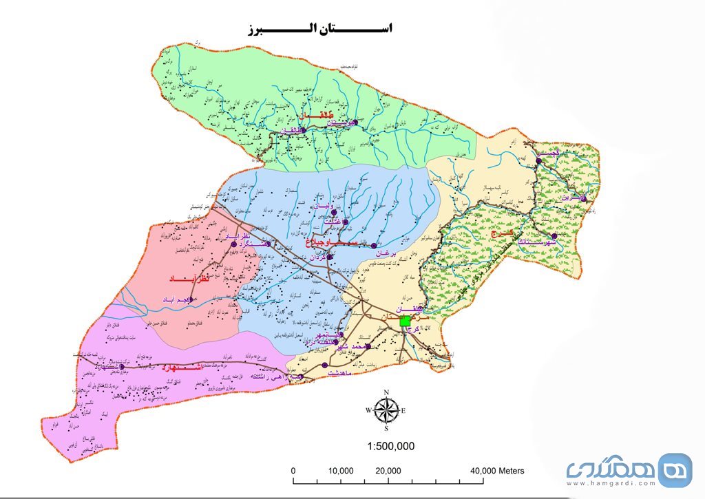 نقشه استان البرز