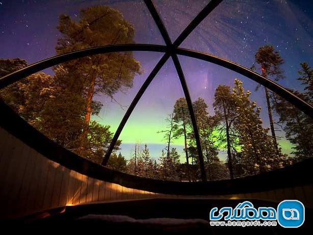 نمایی زیبا از آسمان در مجموعه Aurora Bubbles در هتل های Nellim Wilderness Hotels در فنلاند