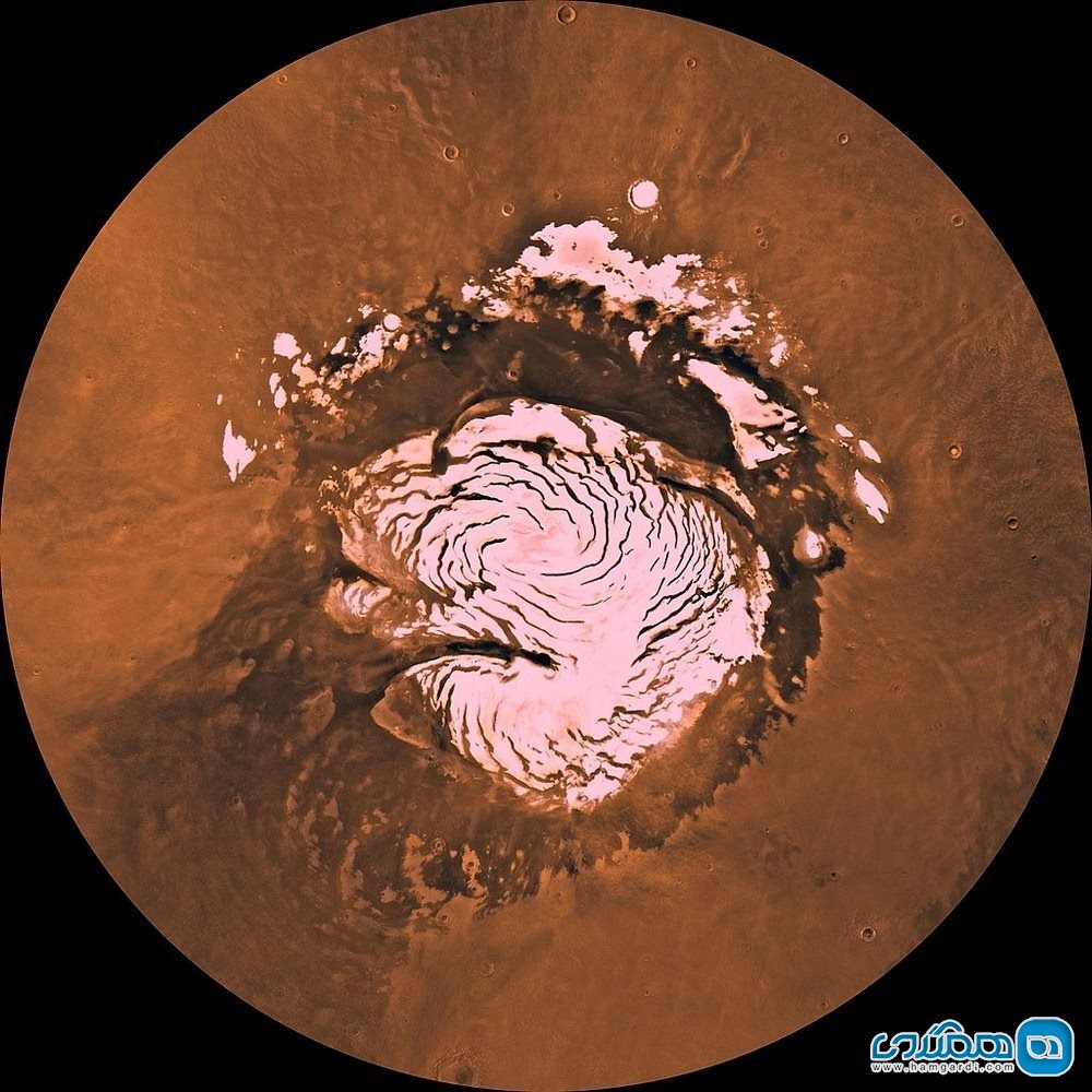 نمایی دیگر از قطب شمال در سیاره مریخ