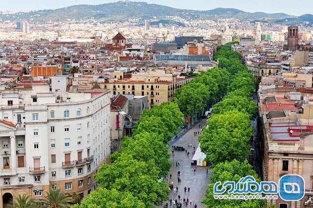 خیابان لارامبلا La Rambla در شهر بارسلونا