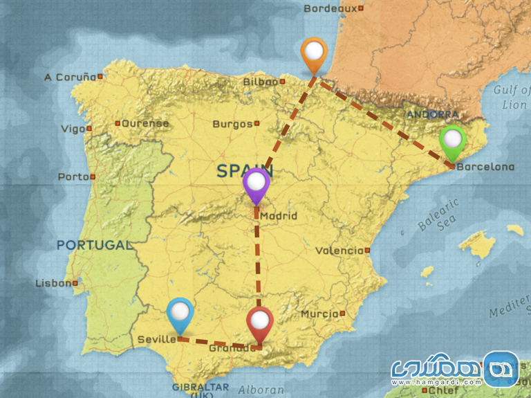 برنامه ریزی پنجم : سفر سه هفته ای با کوله پشتی به اسپانیا : شهر های اسپانیا