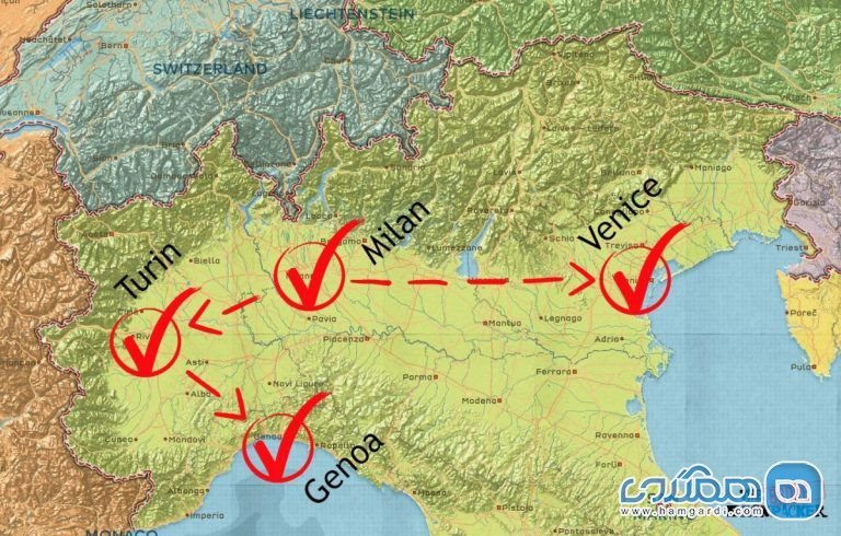 برنامه ریزی دوم سفر با کوله پشتی به ایتالیا : سفر ده روزه : شمال ایتالیا