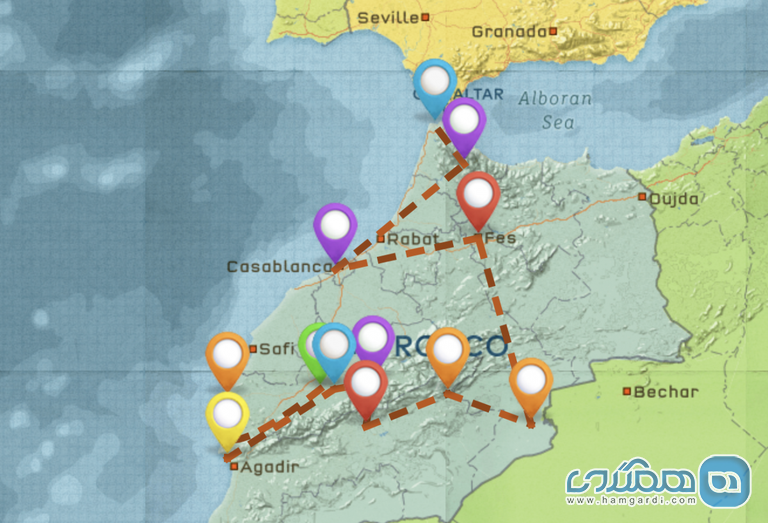 برنامه ریزی اول سفر با کوله پشتی به مراکش : سفر یک ماهه : مهم ترین بخش ها