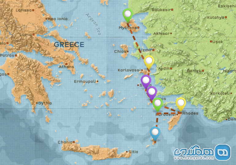 برنامه ریزی ششم سفر با کوله پشتی به یونان : سفر سه هفته ای : مسیر جزیره دودکانس Dodecanese