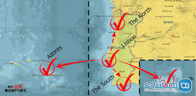برنامه ریزی چهارم سفر با کوله پشتی به پرتغال : برنامه یک ماهه : سرتاسر پرتغال
