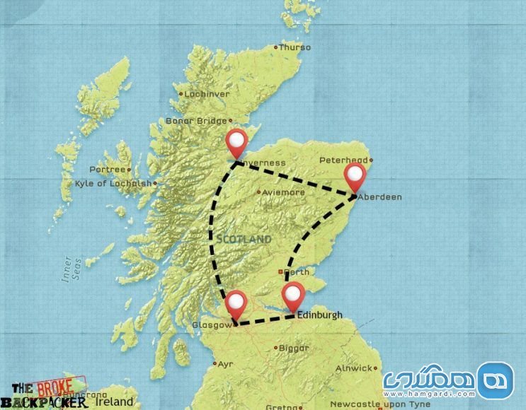 برنامه ریزی سوم سفر با کوله پشتی به اسکاتلند : سفر ده روزه : شهر های اسکاتلند