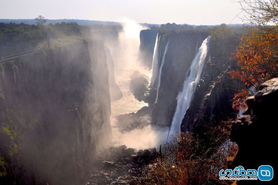 آبشار ویکتوریا، مرز بین زامبیا و زیمبابوه