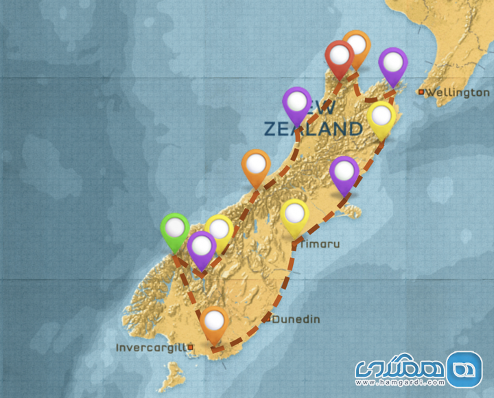 برنامه ریزی دوم سفر با کوله پشتی به نیوزیلند : سفر سه هفته ای : جزیره جنوبی، مناظر فوق العاده