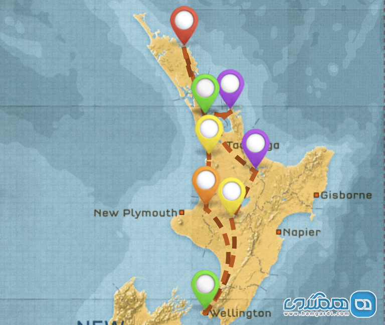 برنامه ریزی اول سفر با کوله پشتی به نیوزیلند : سفر دو هفته ای : جزیره شمالی ، شهر های مهم و پارک ها