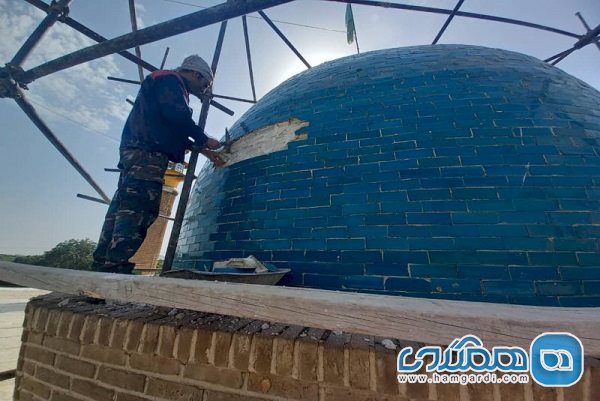 شروع مرحله اول مرمت گنبد امامزاده ابوالحسن و آمنه خاتون دیزآباد