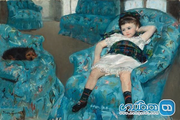 دختر بچه ای روی صندلی آبی (۱۸۷۸) اثر مری کسات